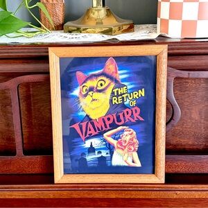 The Return of Vampurr Vampire Cat Horror Movie Canvas Art Print Wood Framed Goth